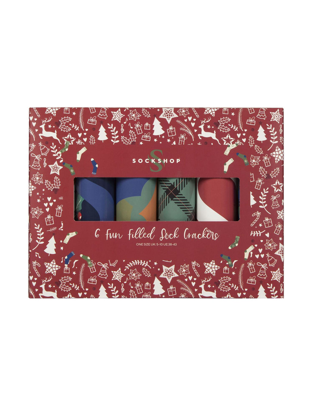 Sockshop 6 Fun Filled Sock Crackers RED