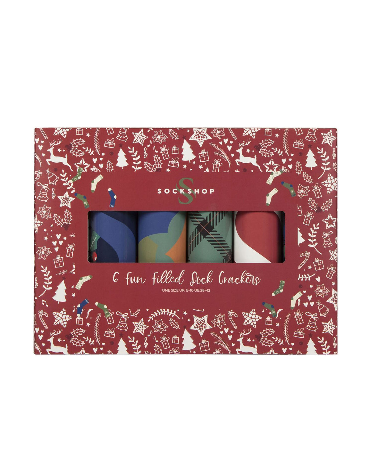 Sockshop 6 Fun Filled Sock Crackers RED