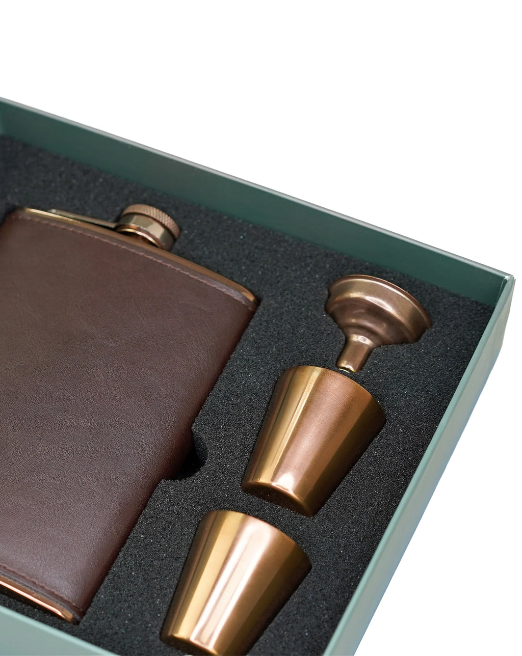 Sophos 4 Piece Copper Hip Flask Set 8oz BROWN