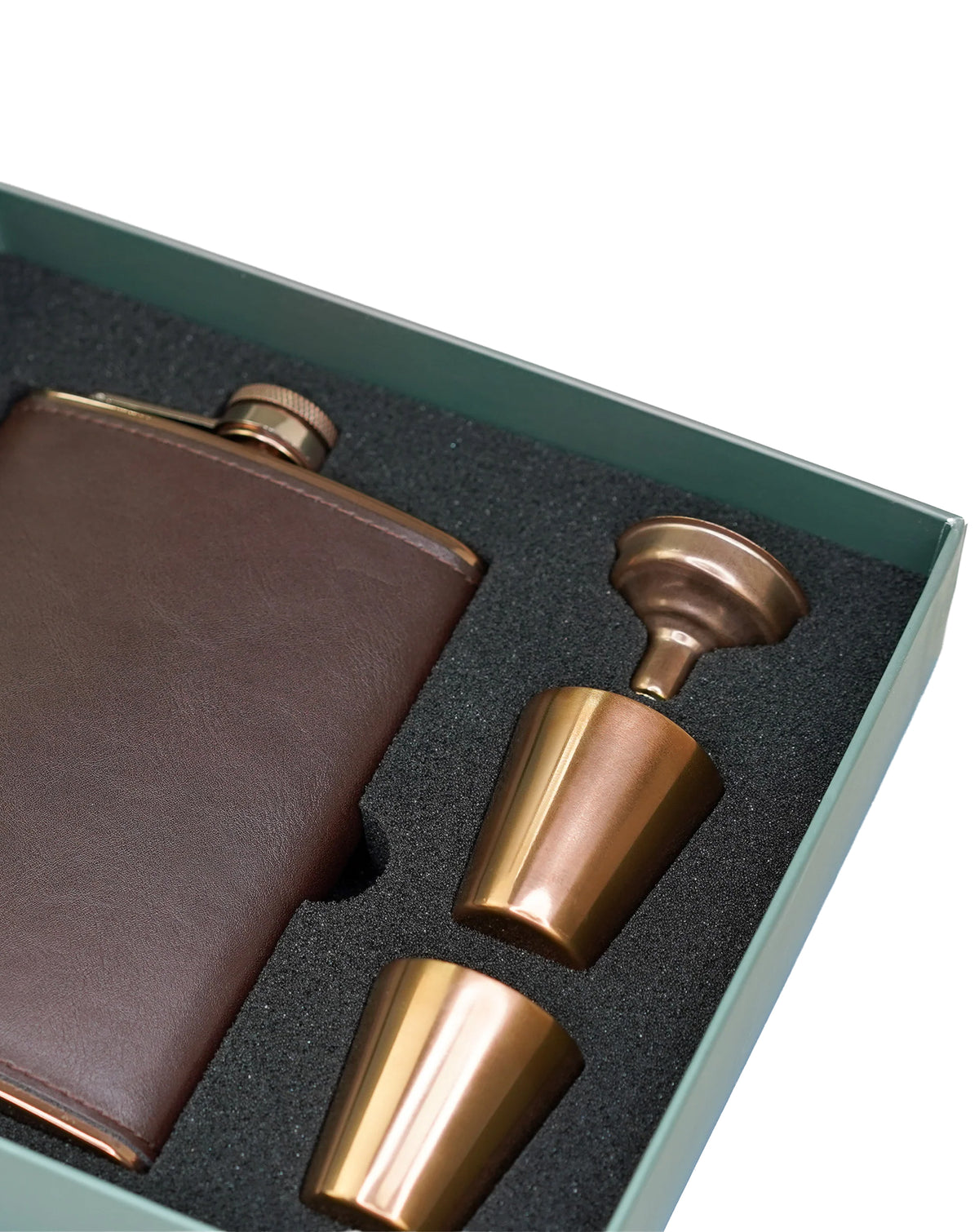 Sophos 4 Piece Copper Hip Flask Set 8oz BROWN