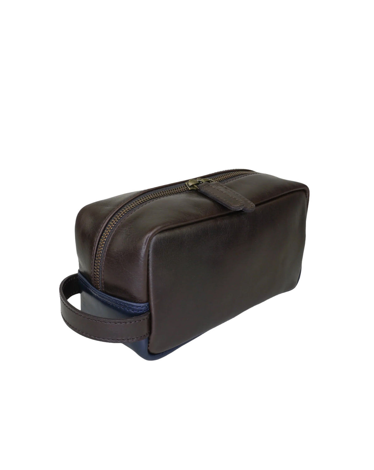 Sophos Colour Block Leather Wash Bag BROWN
