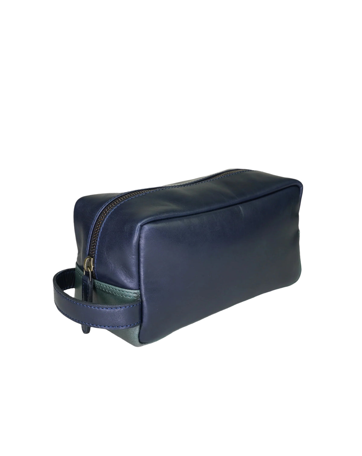 Sophos Colour Block Leather Wash Bag NAVY