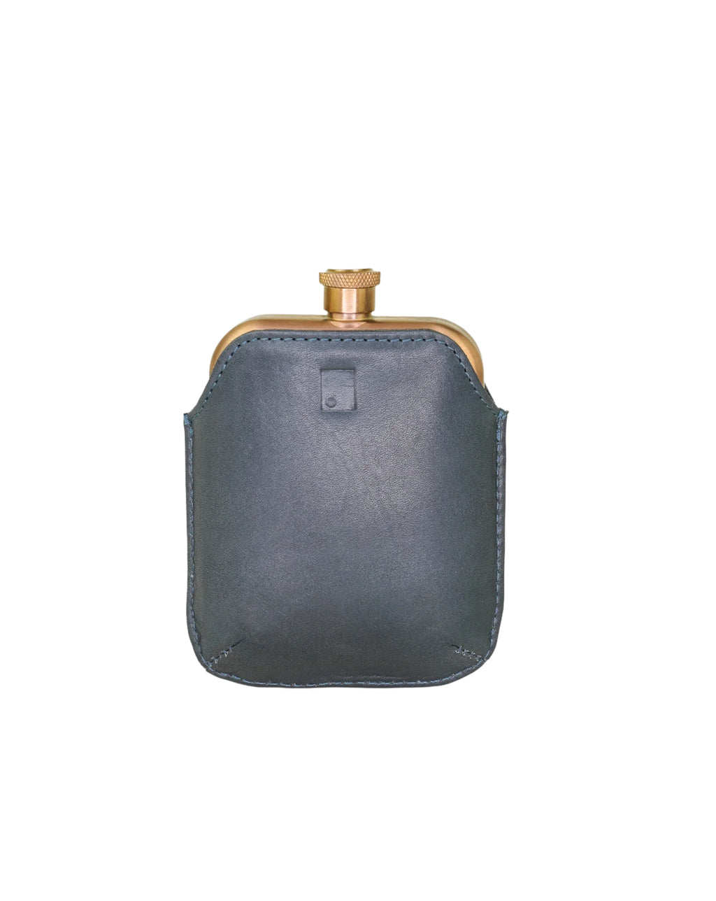 Sophos Copper Hip Flask With Leather Sleeve NAVY