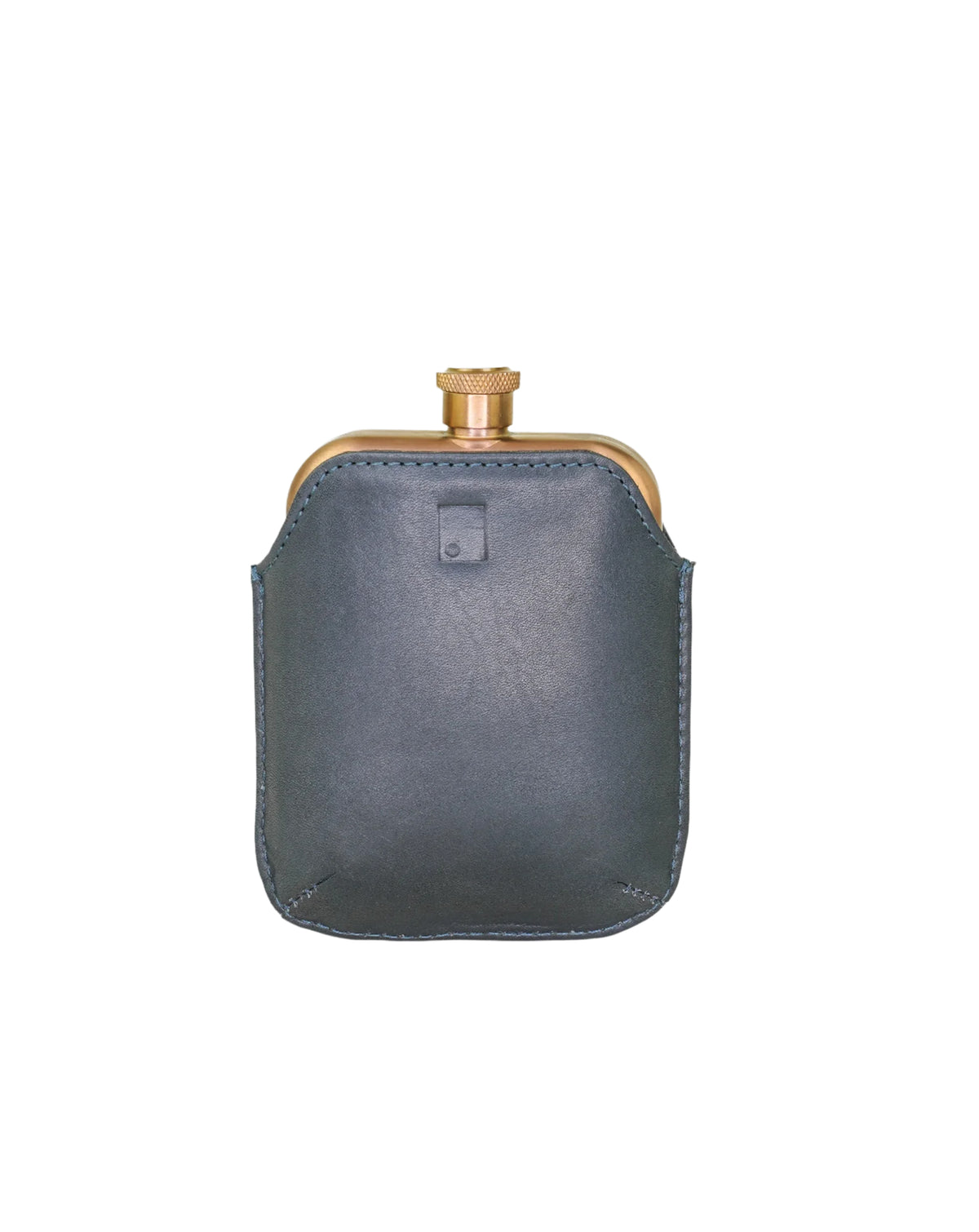 Sophos Copper Hip Flask With Leather Sleeve NAVY