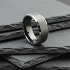 The Cassiopeia - 8mm Brushed Tungsten Bevelled Edge Ring