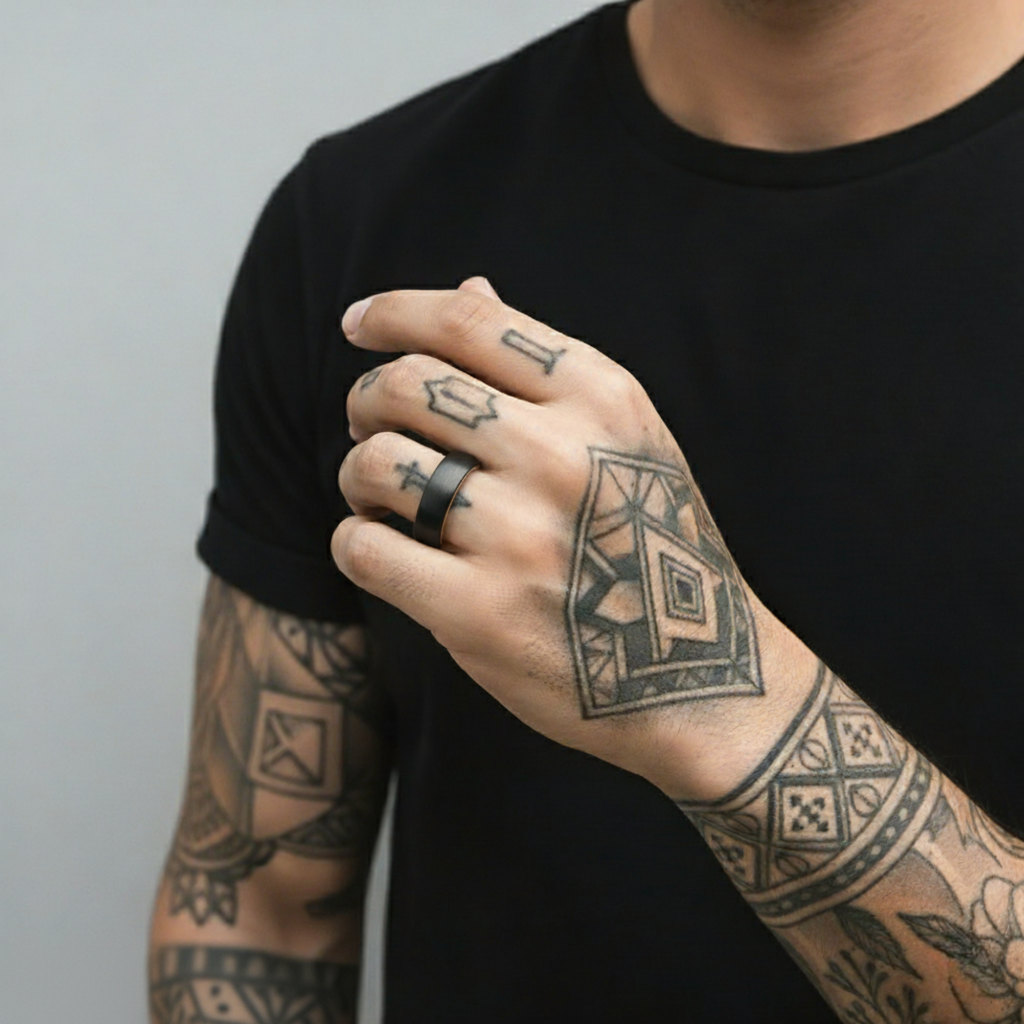 The Hercules - 6mm Brushed Black Tungsten & Whisky Barrel Wood Ring