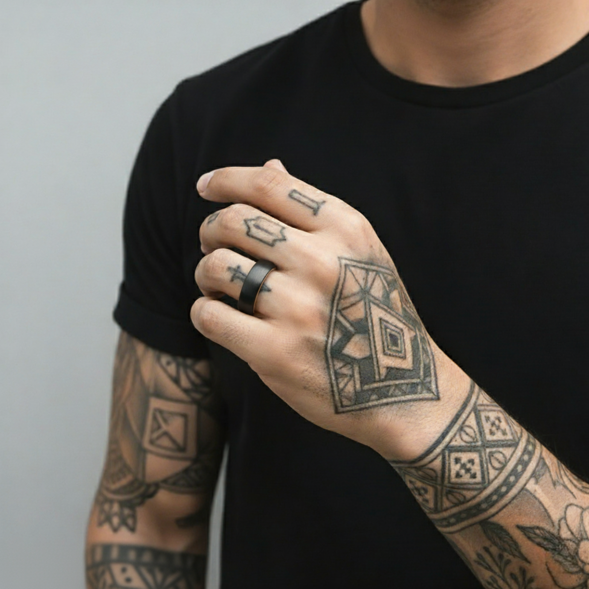 The Hercules - 6mm Brushed Black Tungsten & Whisky Barrel Wood Ring