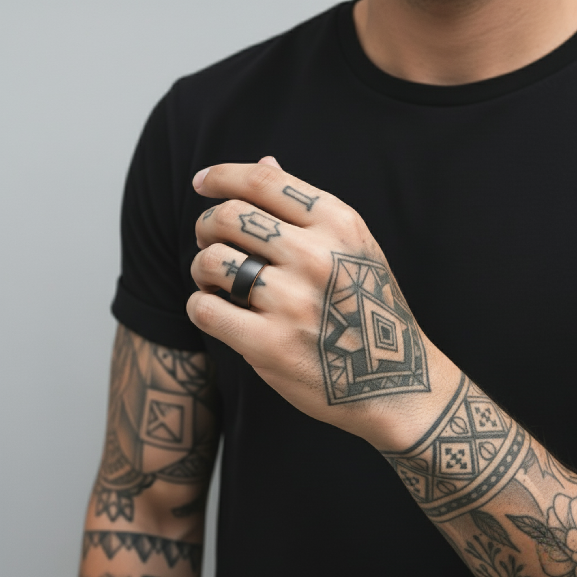 The Phoenix - 8mm Brushed Black Tungsten & Whisky Barrel Wood Ring