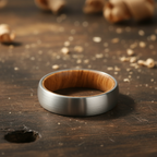 The Sirius - 6mm Brushed Tungsten & Whisky Barrel Wood Ring