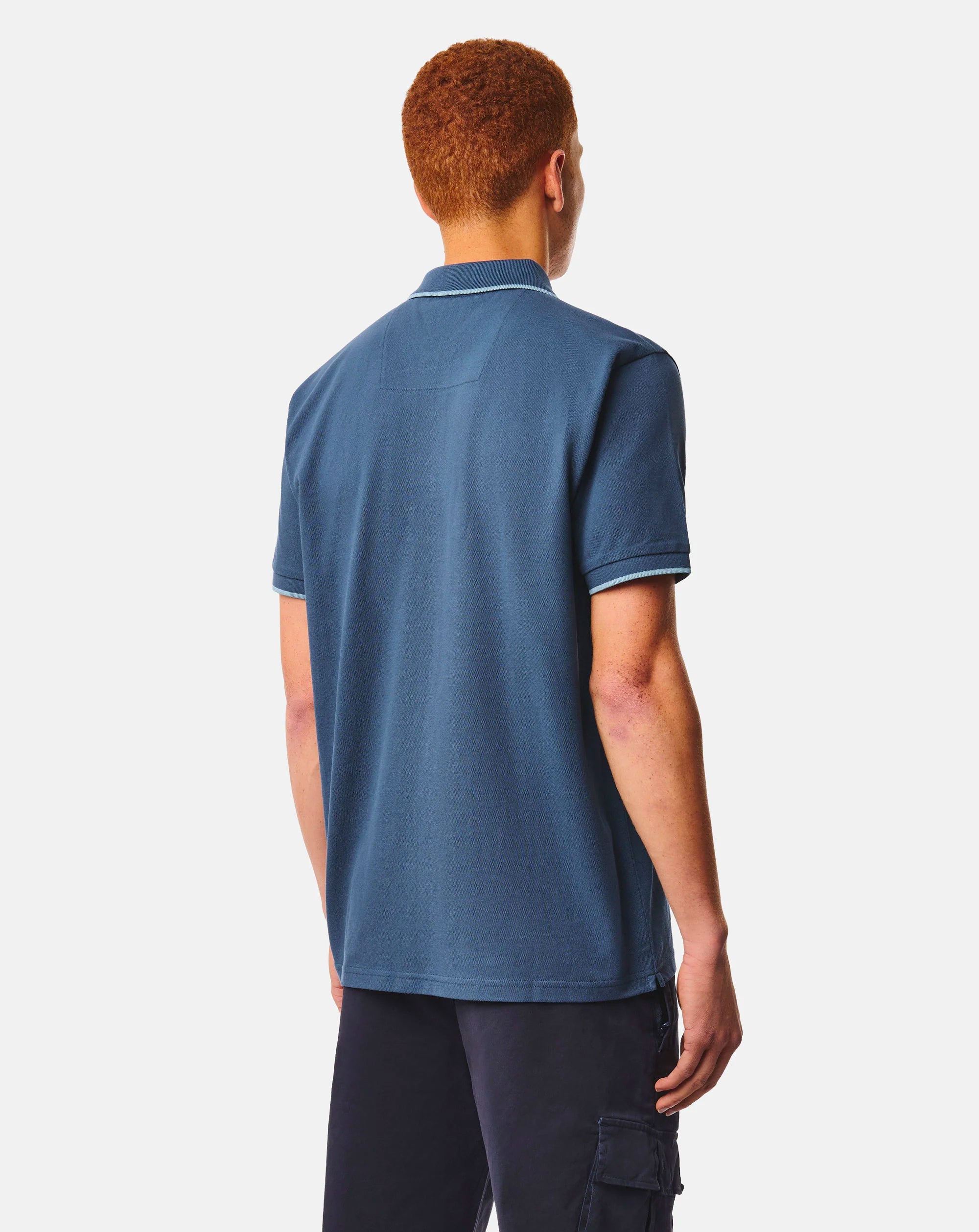 Weekend Offender Cadwell Tipped polo shirt LAGOON BLUE