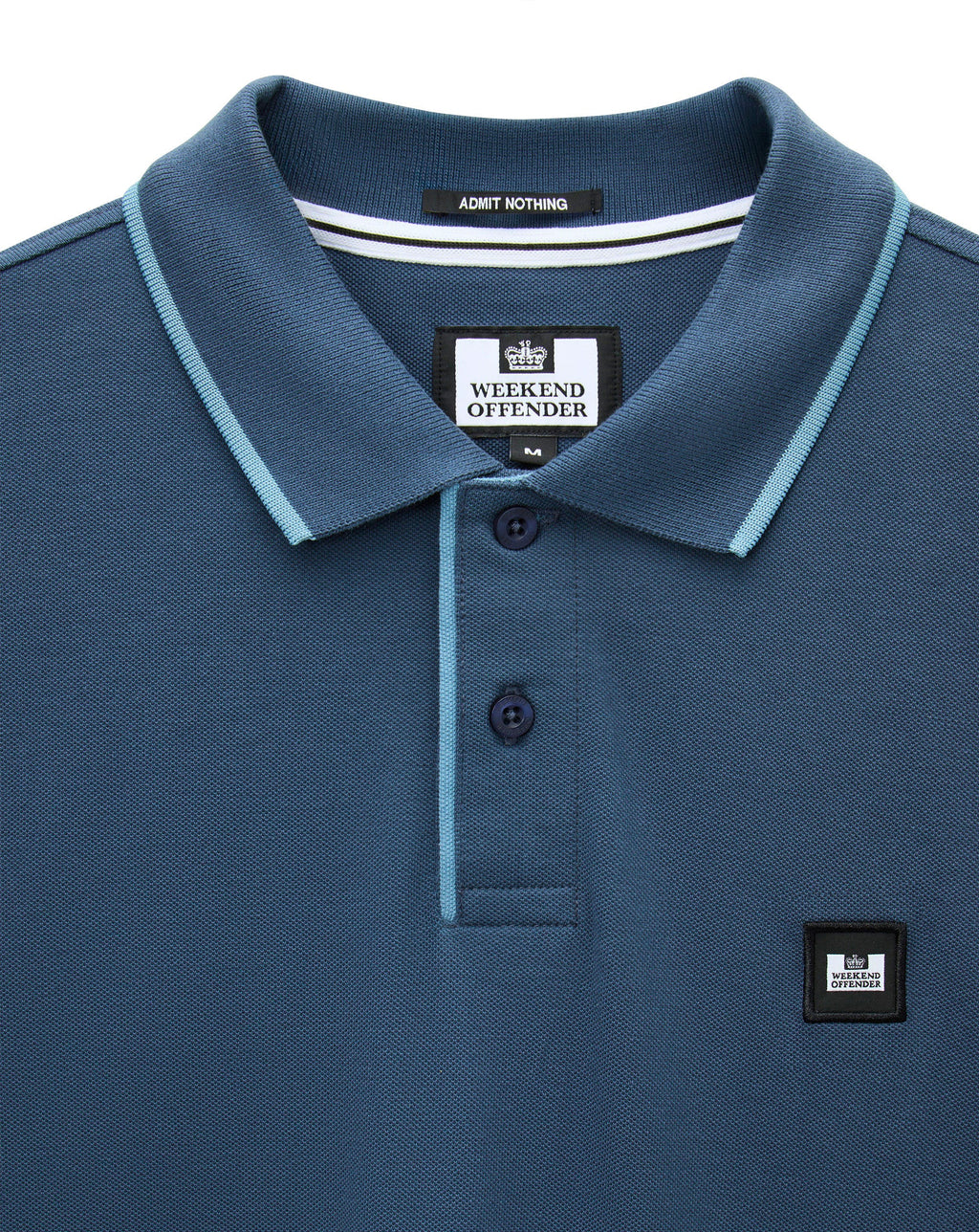 Weekend Offender Cadwell Tipped polo shirt LAGOON BLUE