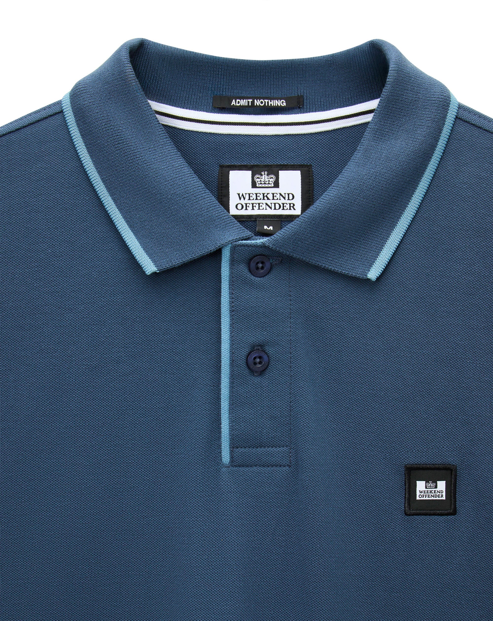 Weekend Offender Cadwell Tipped polo shirt LAGOON BLUE