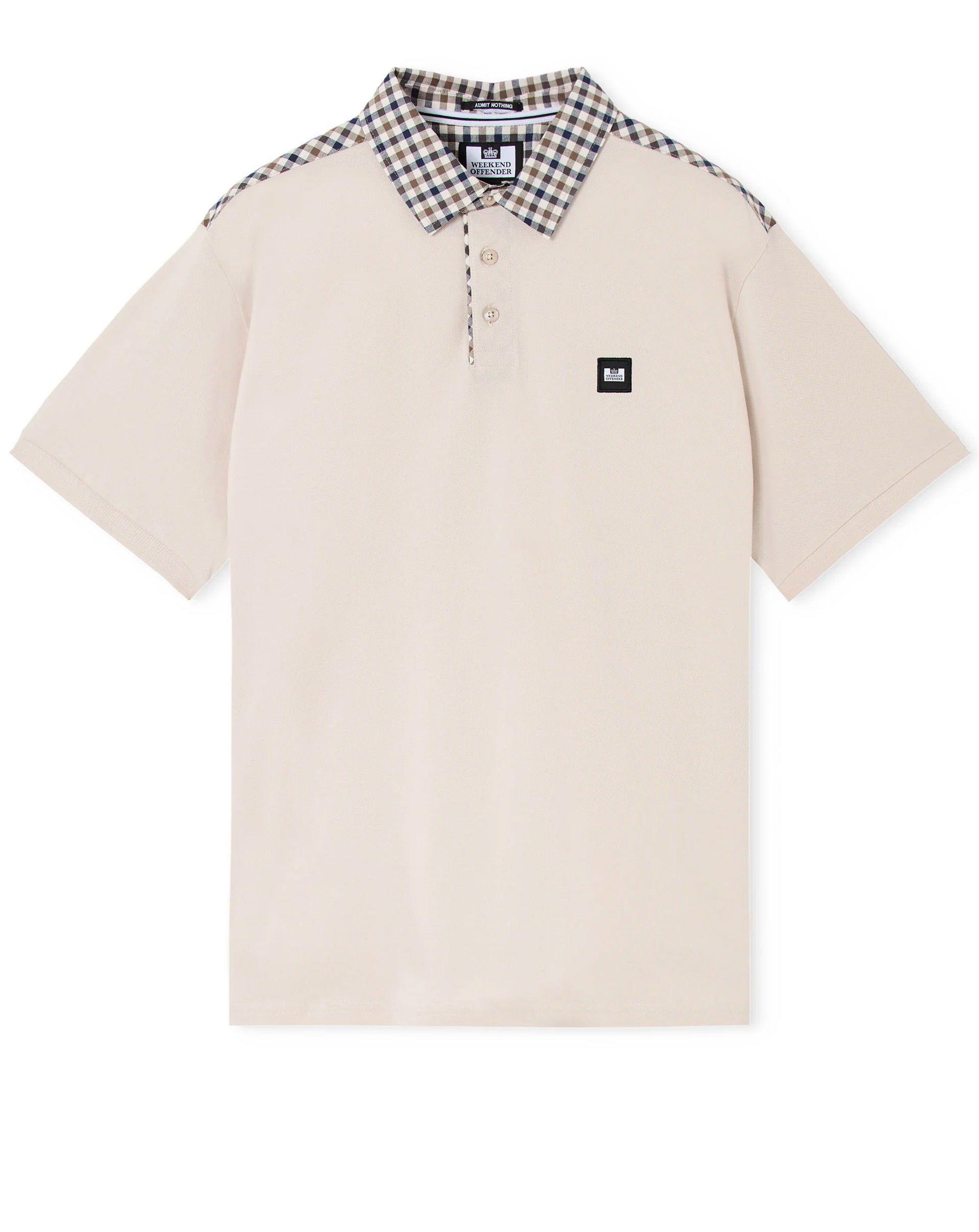 Weekend Offender Costa Mid House Check Collar Polo CEMENT