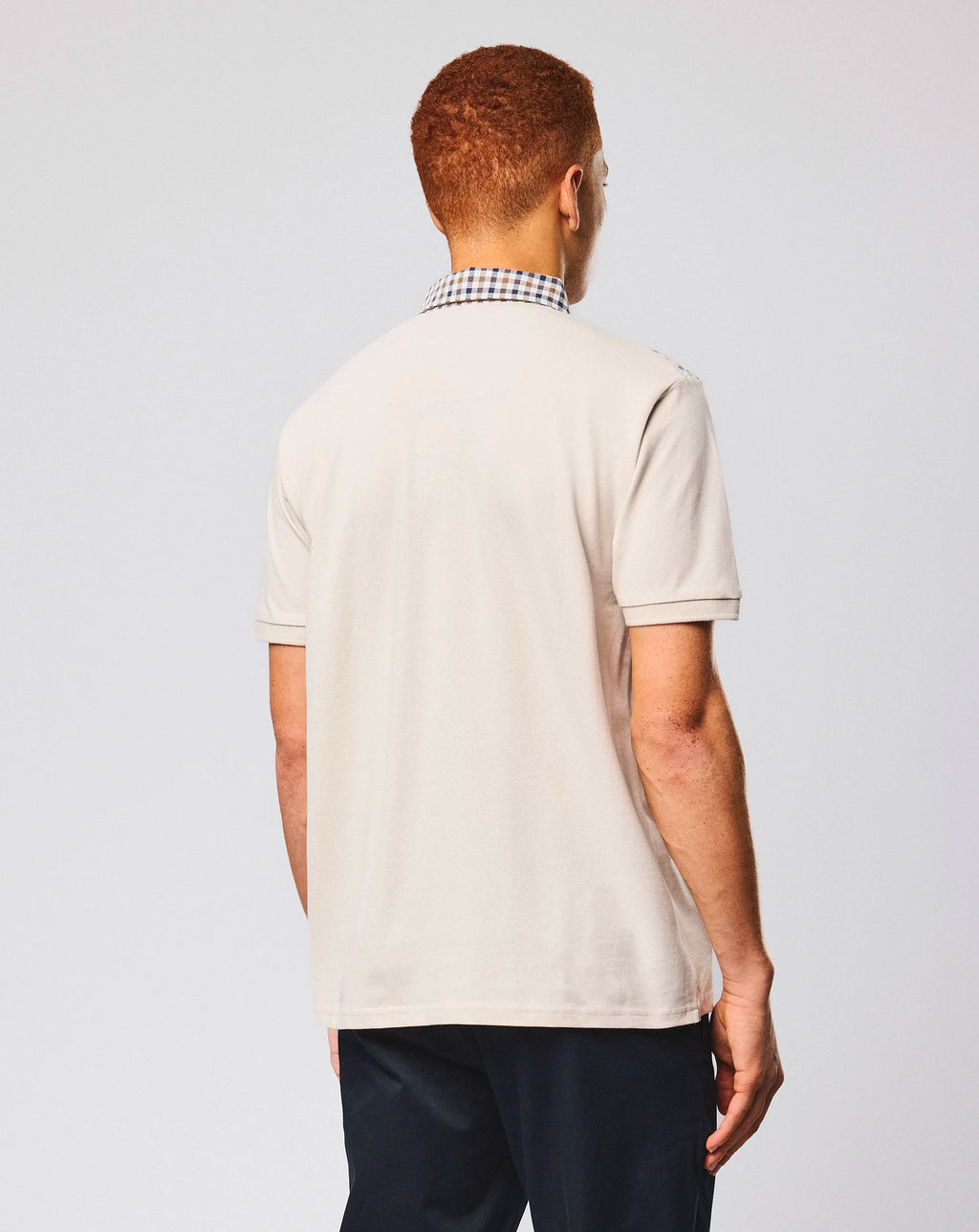 Weekend Offender Costa Mid House Check Collar Polo CEMENT