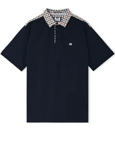 Weekend Offender Costa Mid House Check Collar Polo NAVY