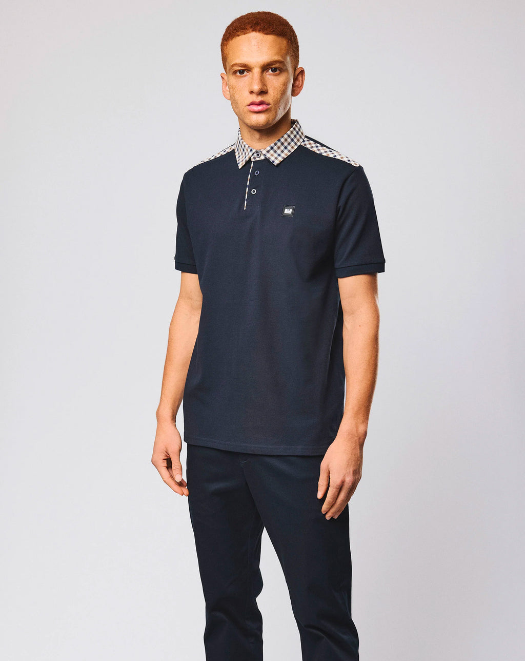 Weekend Offender Costa Mid House Check Collar Polo NAVY