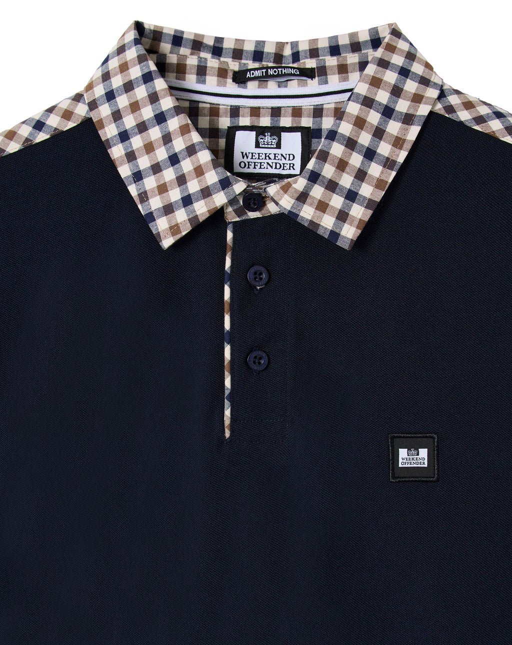 Weekend Offender Costa Mid House Check Collar Polo NAVY