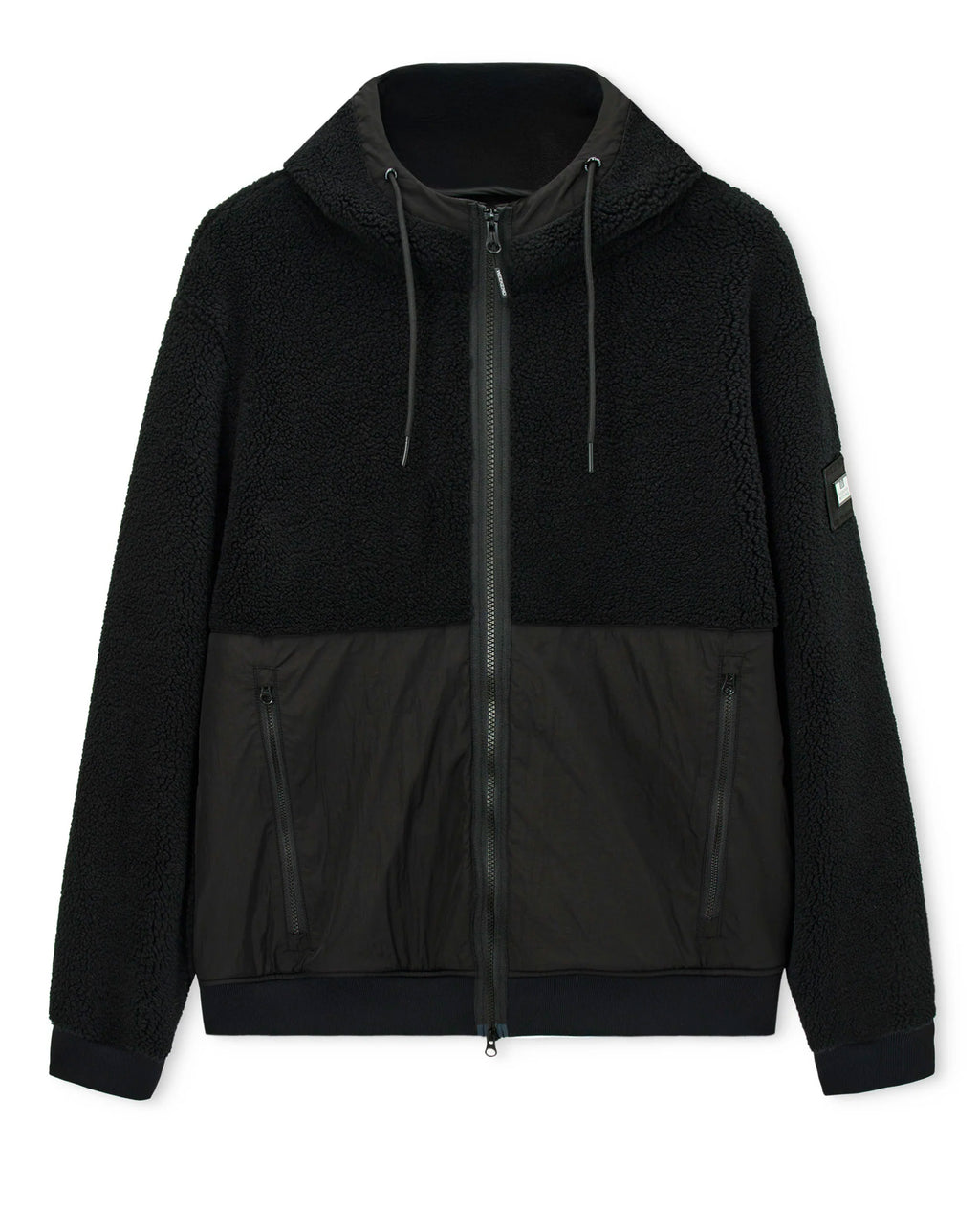 Weekend Offender Debden zip through fleece Hoodie BLACK