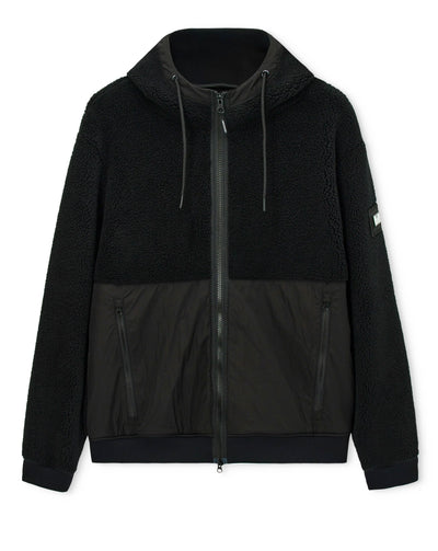Weekend Offender Debden zip through fleece Hoodie BLACK