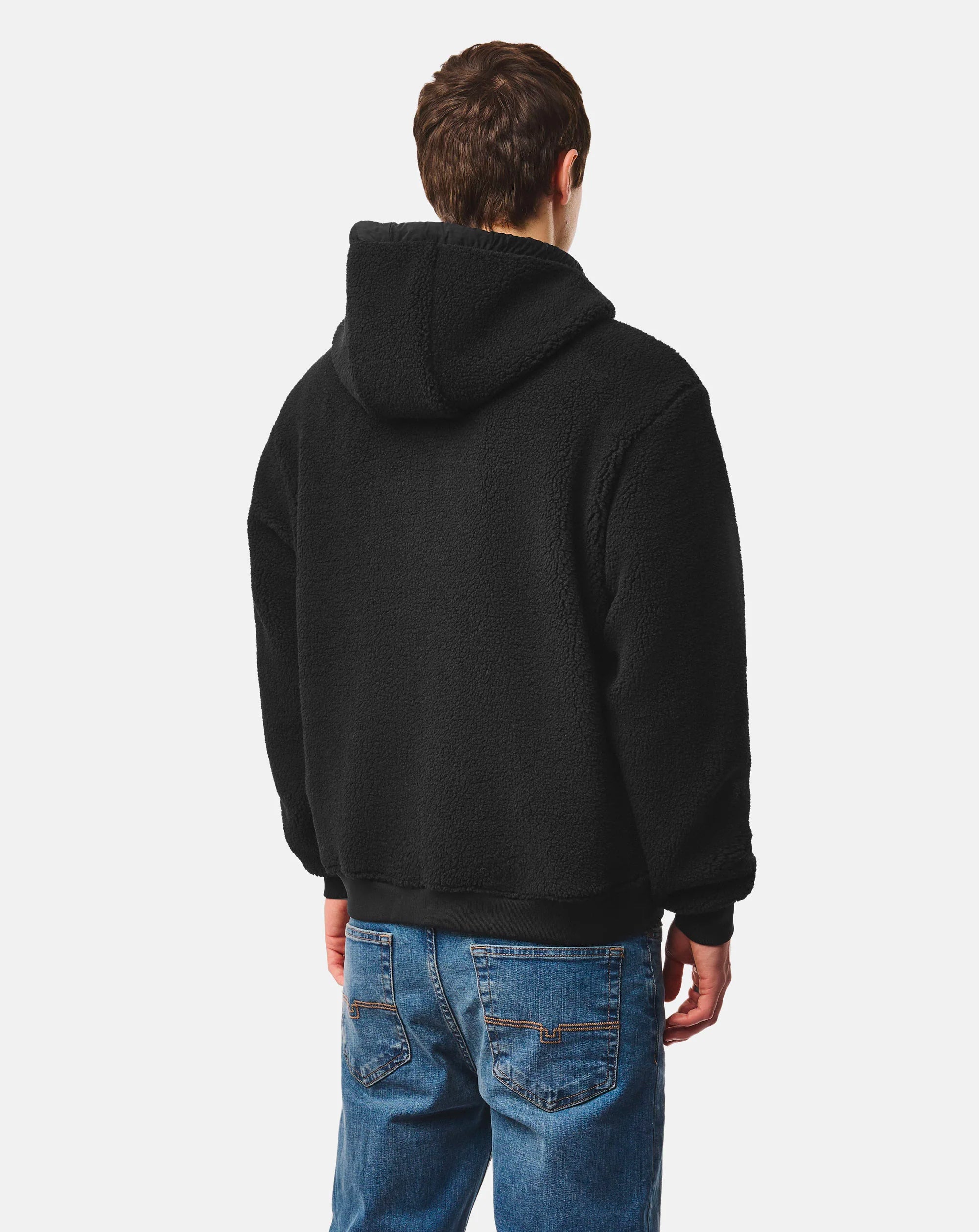 Weekend Offender Debden zip through fleece Hoodie BLACK