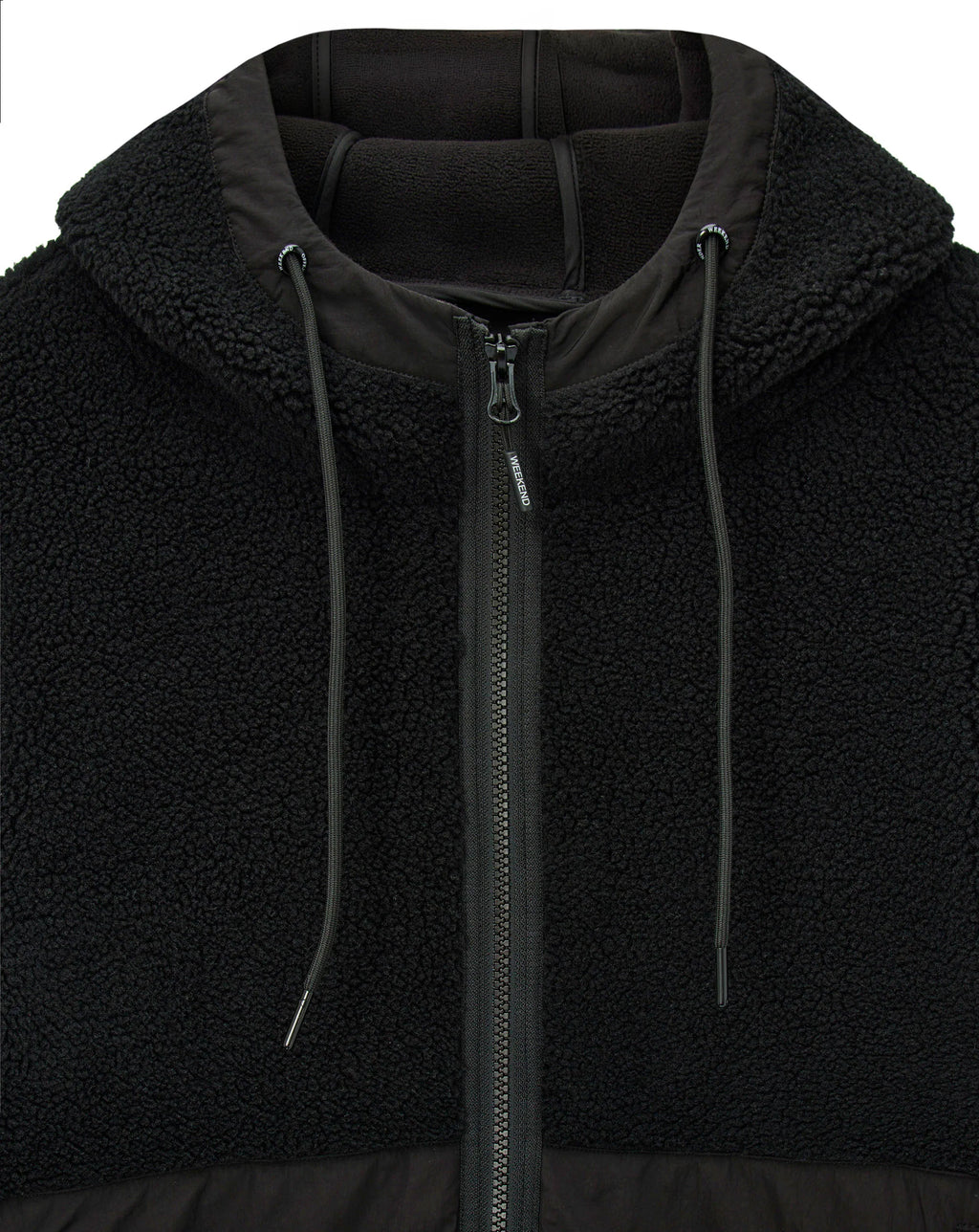 Weekend Offender Debden zip through fleece Hoodie BLACK