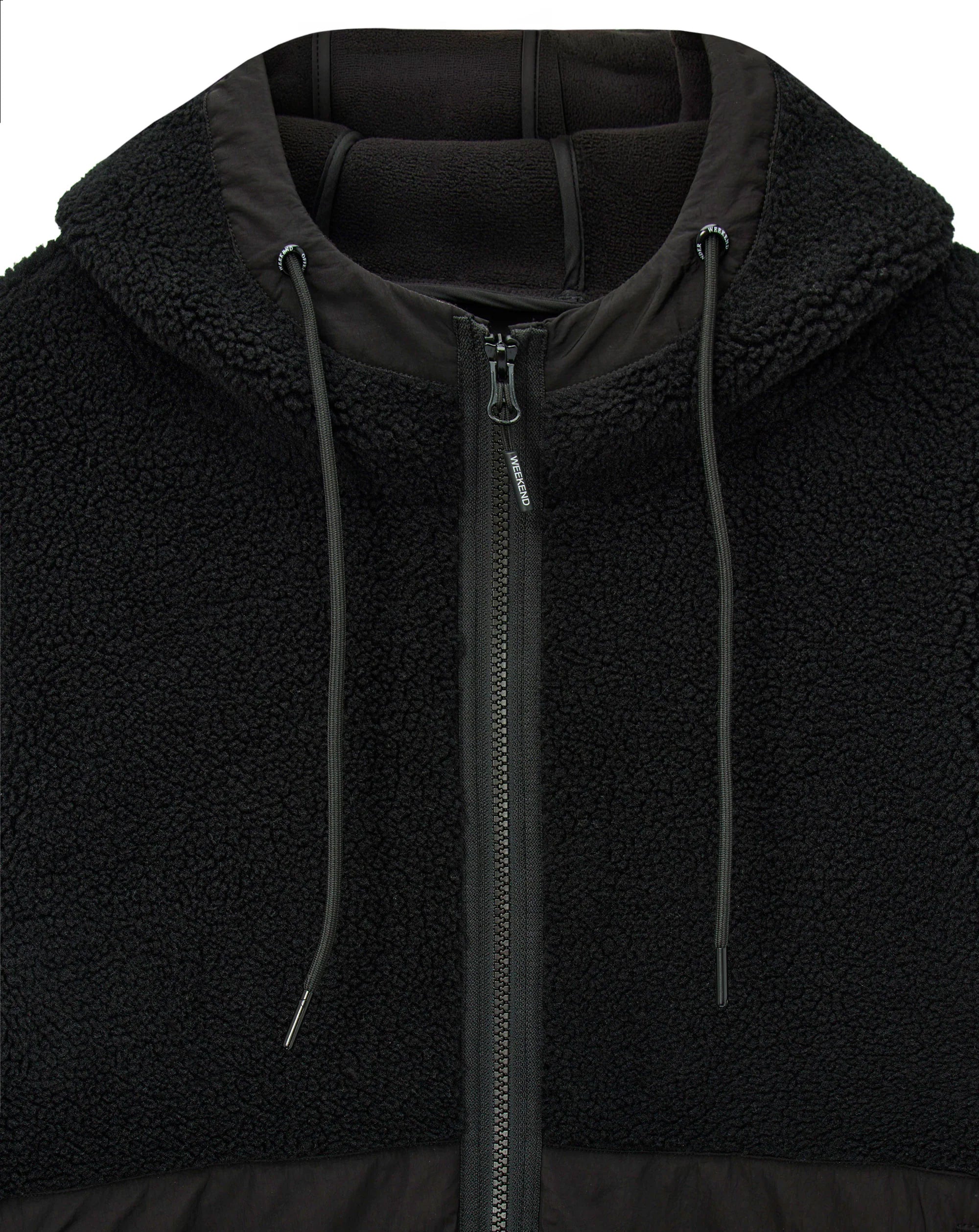 Weekend Offender Debden zip through fleece Hoodie BLACK