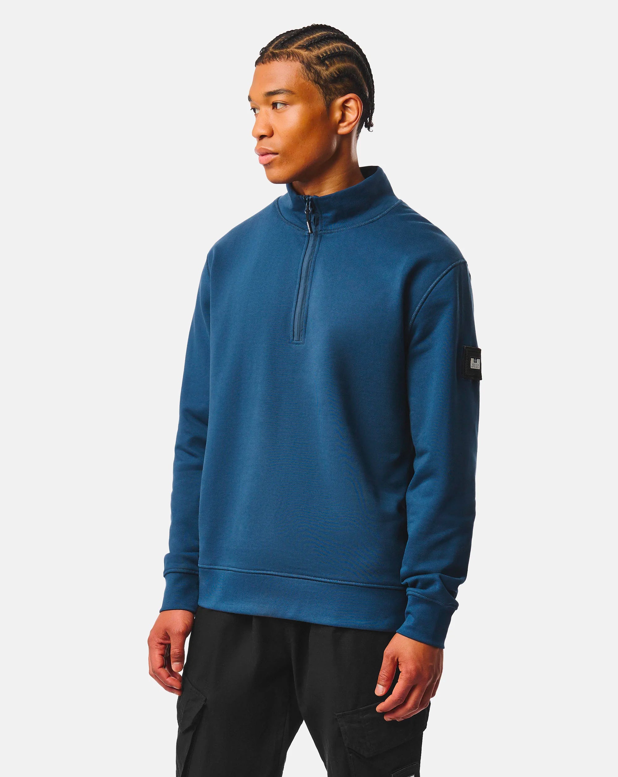 Weekend Offender Kraviz 1/4 Zip sweat top LAGOON BLUE
