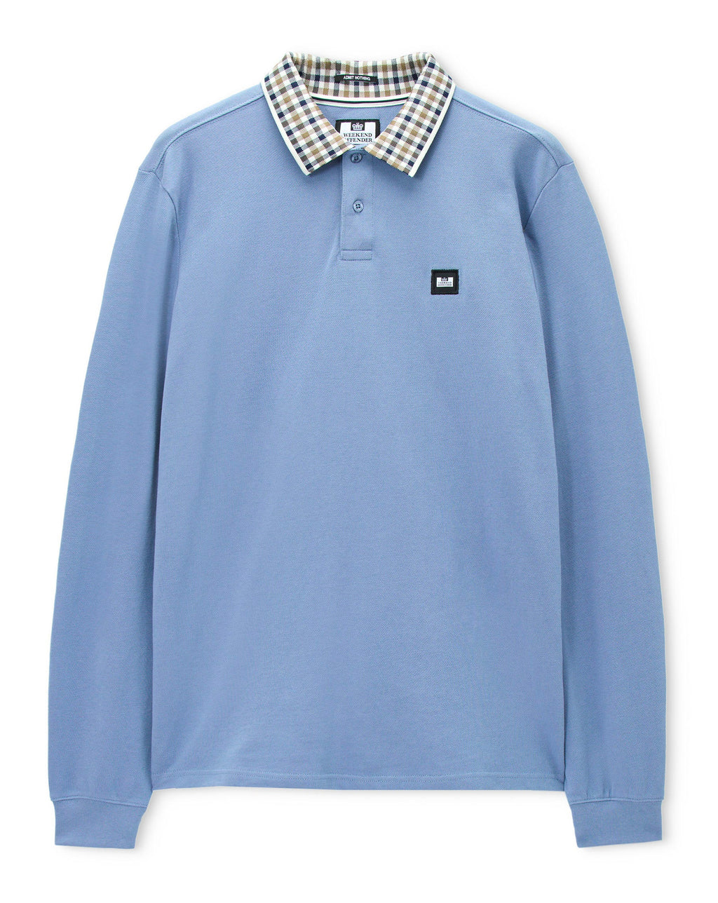 Weekend Offender Lindley L/S polo with Jacquard collar Blue Shadow