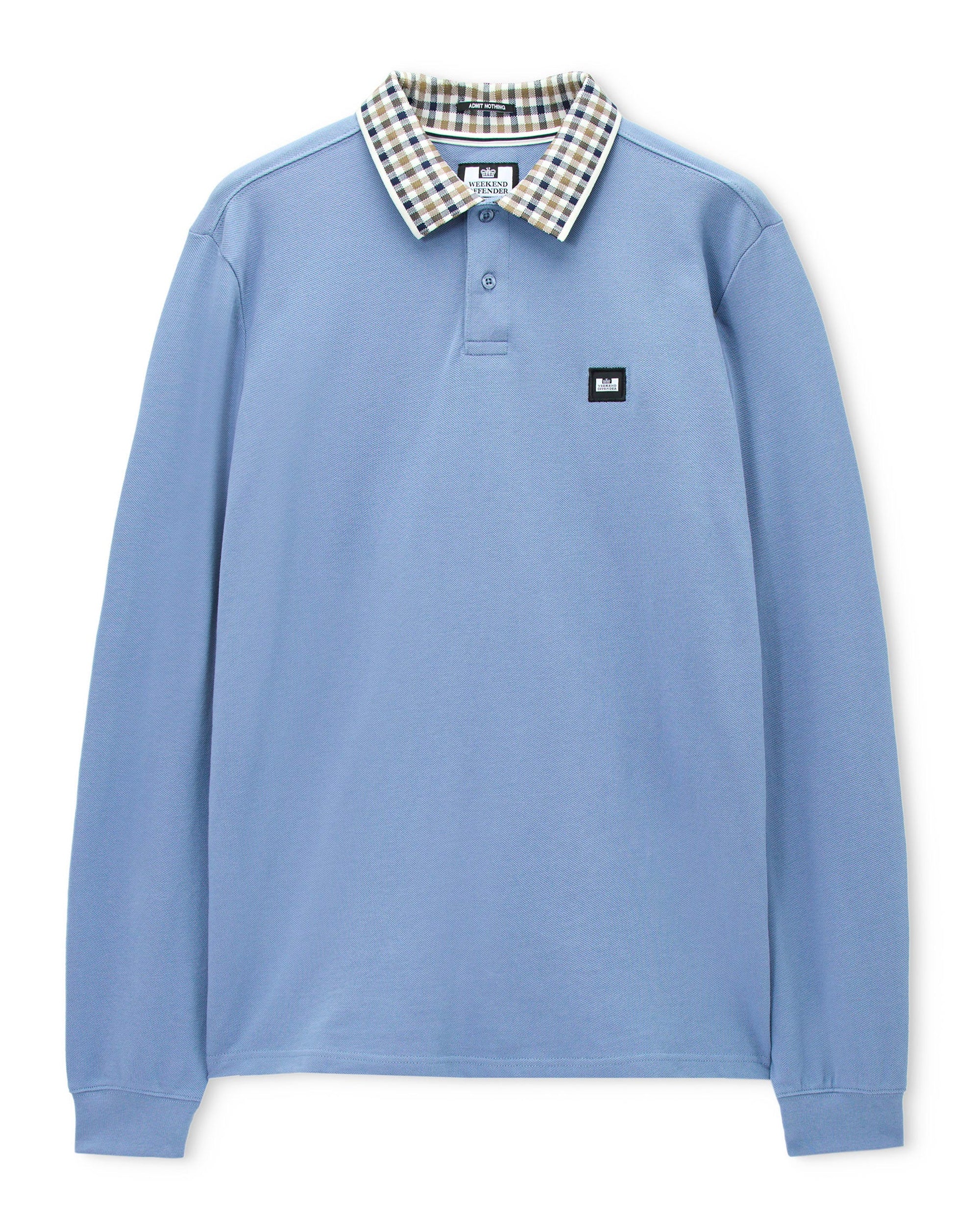 Weekend Offender Lindley L/S polo with Jacquard collar Blue Shadow