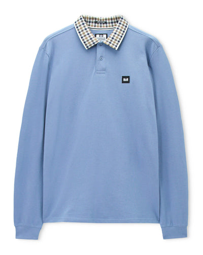Weekend Offender Lindley L/S polo with Jacquard collar Blue Shadow