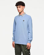 Weekend Offender Lindley L/S polo with Jacquard collar Blue Shadow