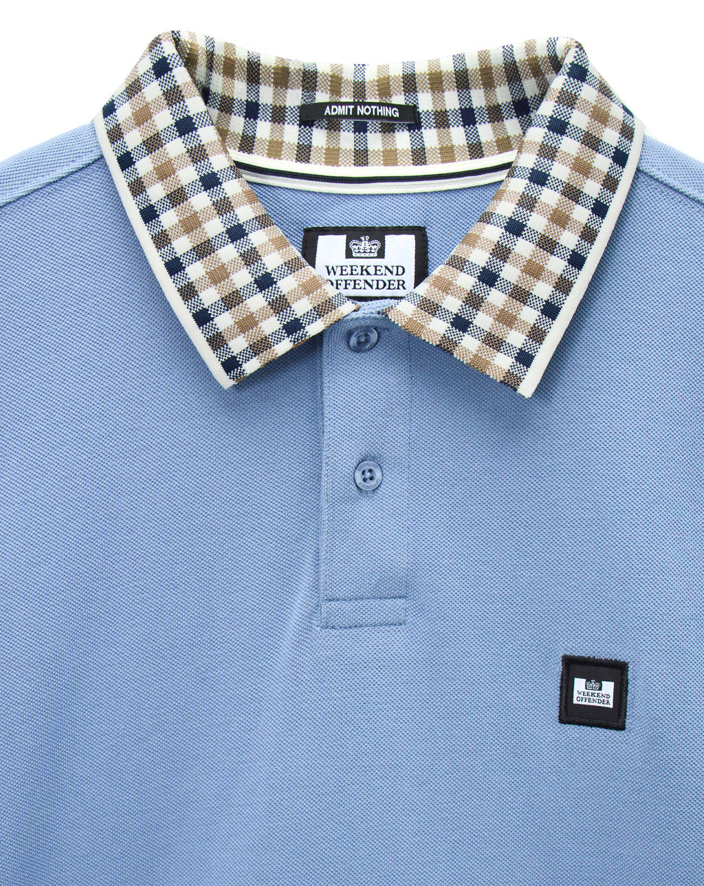 Weekend Offender Lindley L/S polo with Jacquard collar Blue Shadow