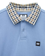 Weekend Offender Lindley L/S polo with Jacquard collar Blue Shadow