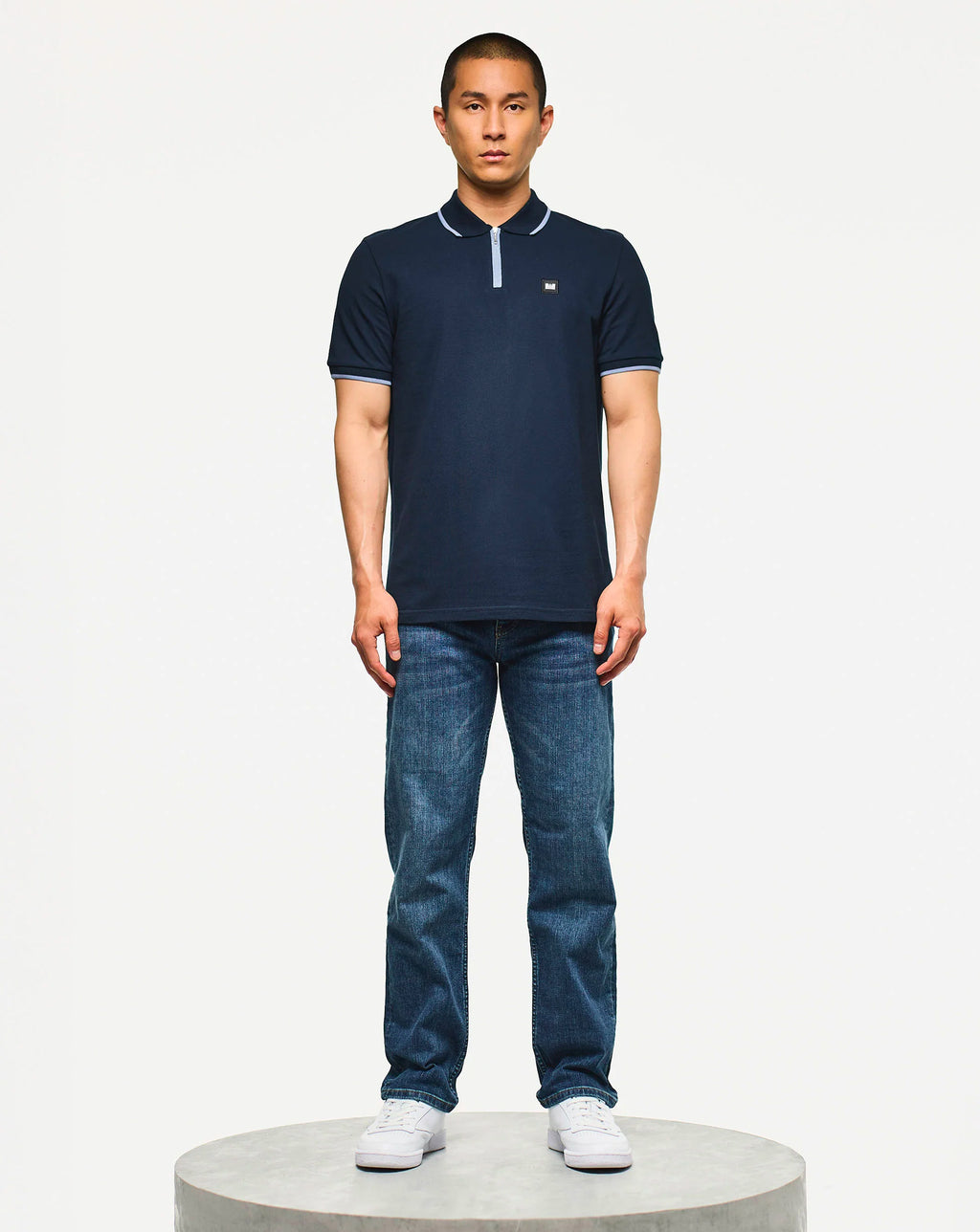 Weekend Offender Monti Zip Polo With Parachute Det Navy/blue Shadow