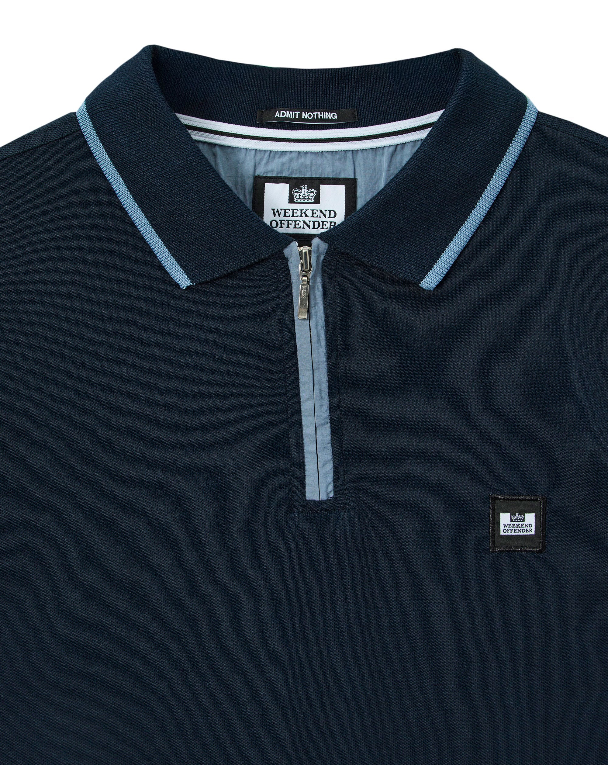 Weekend Offender Monti Zip Polo With Parachute Det Navy/blue Shadow