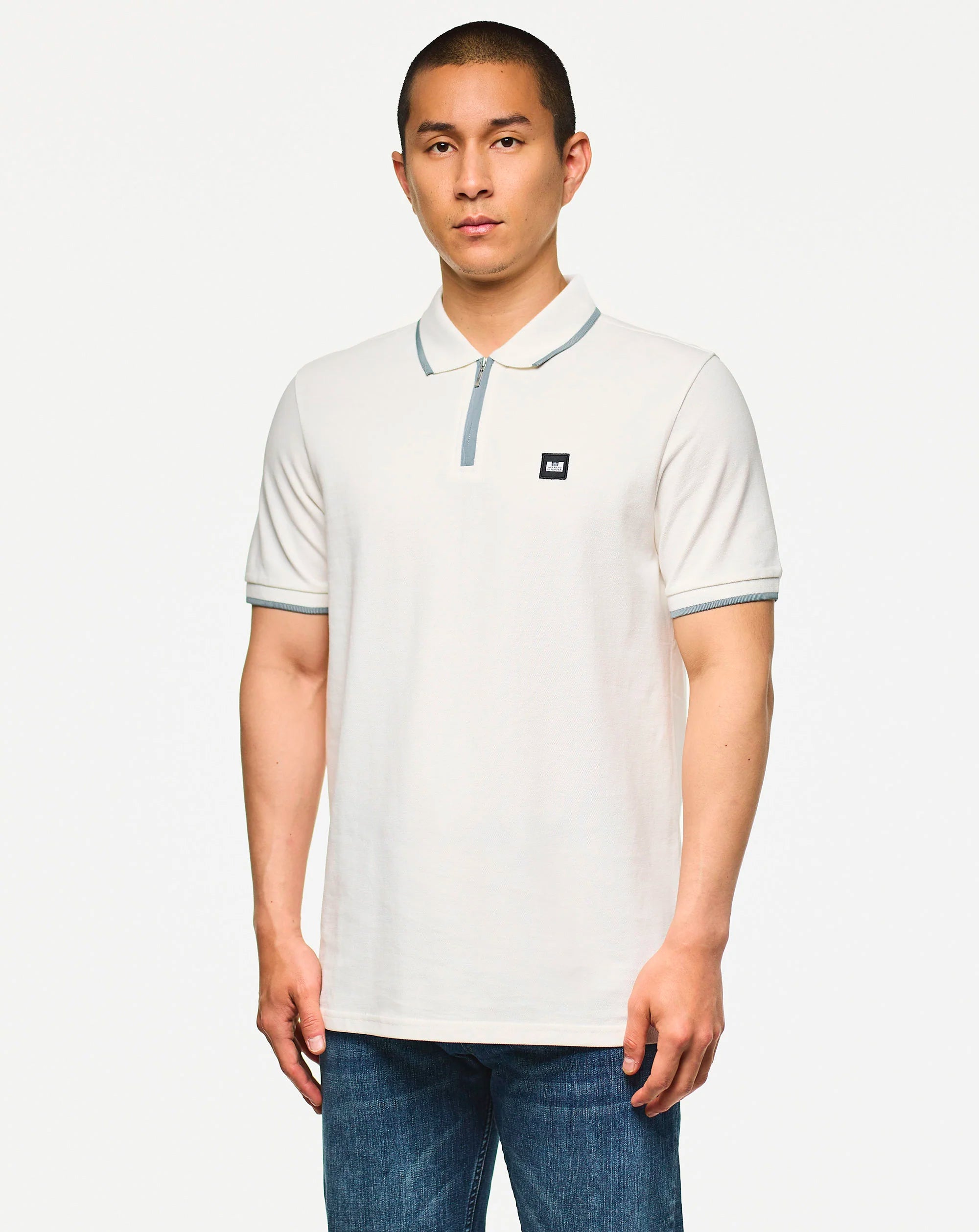 Weekend Offender Monti zip polo with parachute det Ghost Porpoise