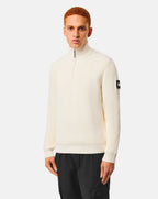 Weekend Offender Snetterton Rib funnel 1/4 zip knit Jumper IVORY