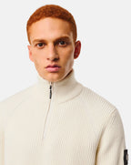 Weekend Offender Snetterton Rib funnel 1/4 zip knit Jumper IVORY