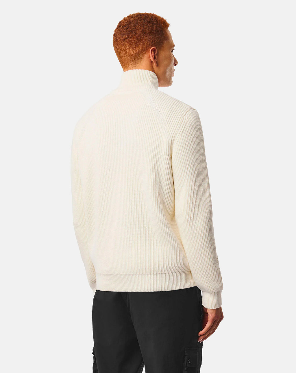 Weekend Offender Snetterton Rib funnel 1/4 zip knit Jumper IVORY
