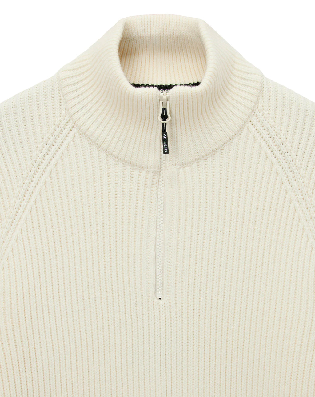 Weekend Offender Snetterton Rib funnel 1/4 zip knit Jumper IVORY