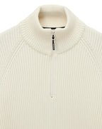 Weekend Offender Snetterton Rib funnel 1/4 zip knit Jumper IVORY