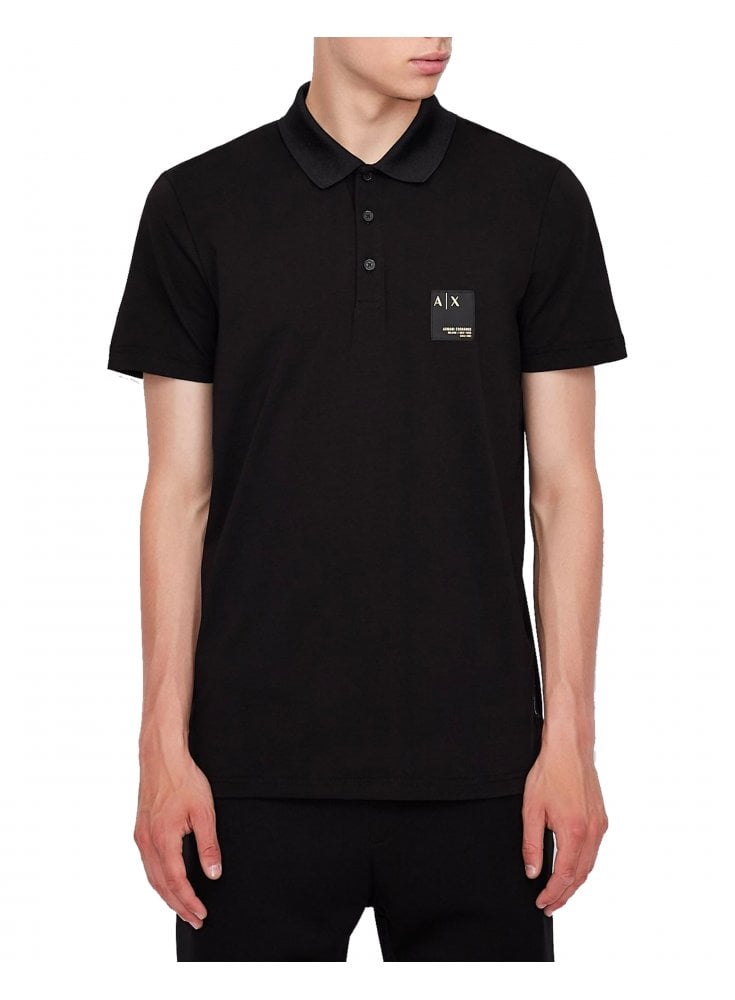 Armani Exchange A|X Mens 3 Button Polo Shirt Black