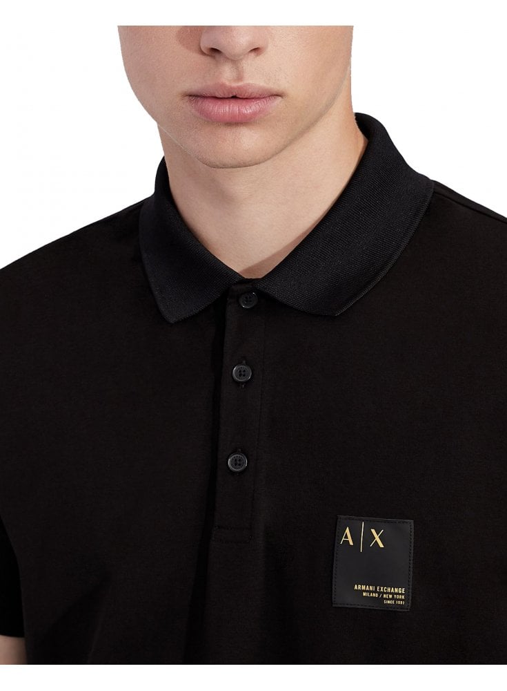 Armani Exchange A|X Mens 3 Button Polo Shirt Black