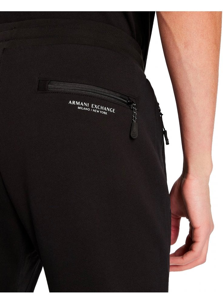 Armani Exchange A|X Mens Track Bottoms With Zip Pocket Black