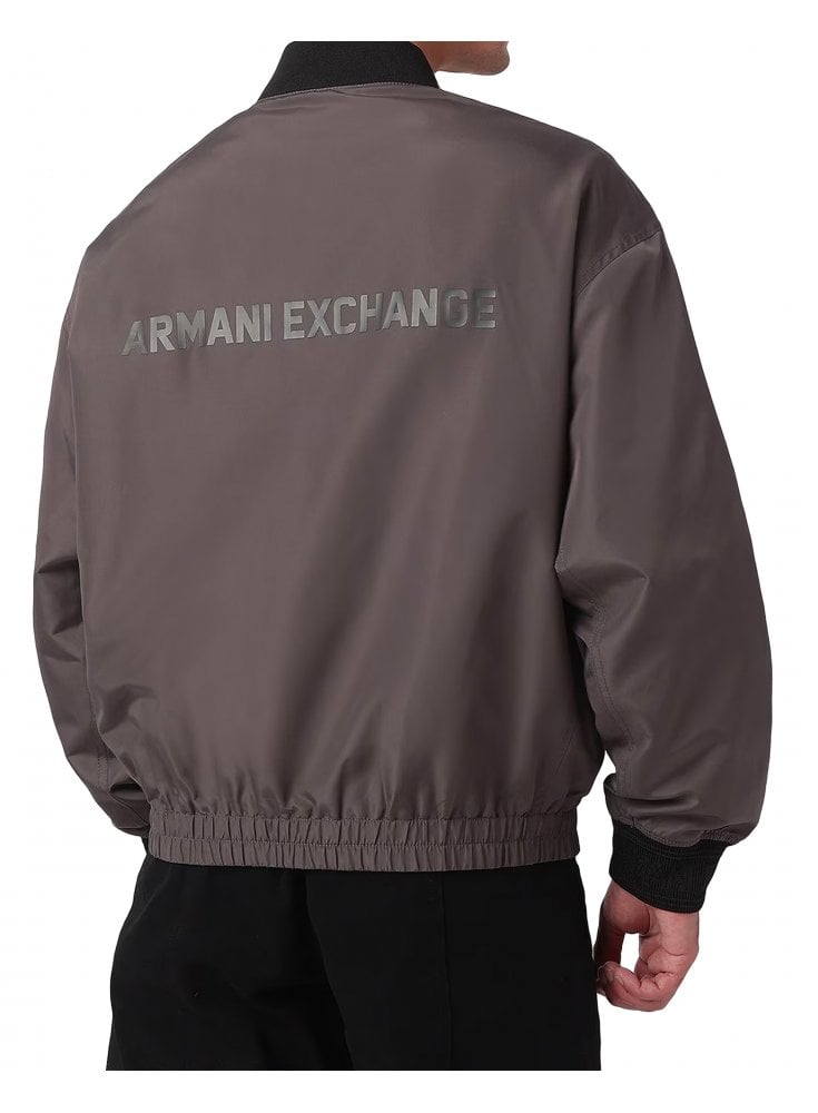 Armani Exchange Blouson Jacket With Back Branding Eiffel Tower Grey