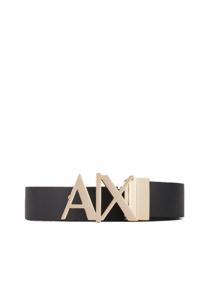 Armani Exchange Double Sided Leather Plate Belt Black/navy