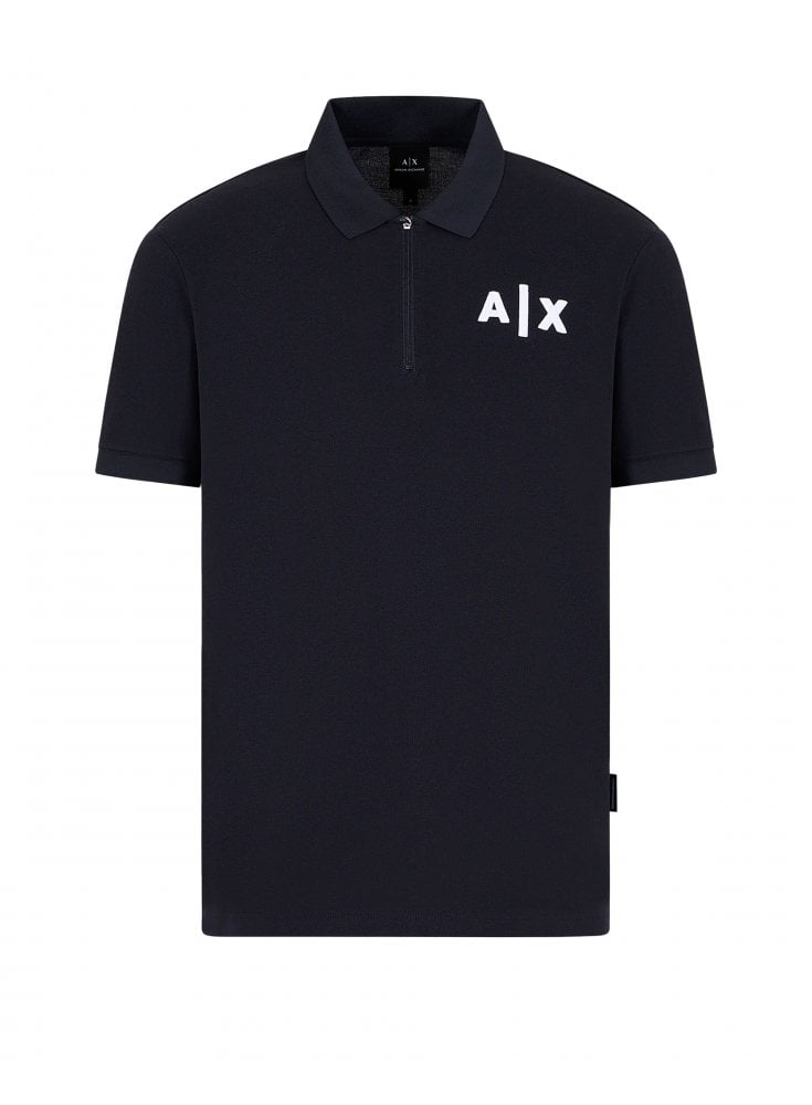 Armani Exchange Jersey Zip Polo Shirt Navy