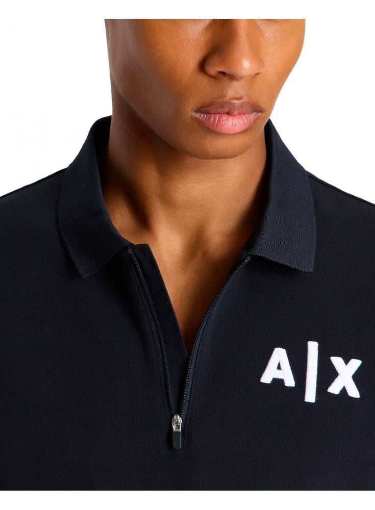 Armani Exchange Jersey Zip Polo Shirt Navy