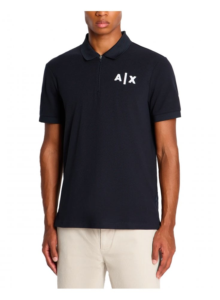 Armani Exchange Jersey Zip Polo Shirt Navy