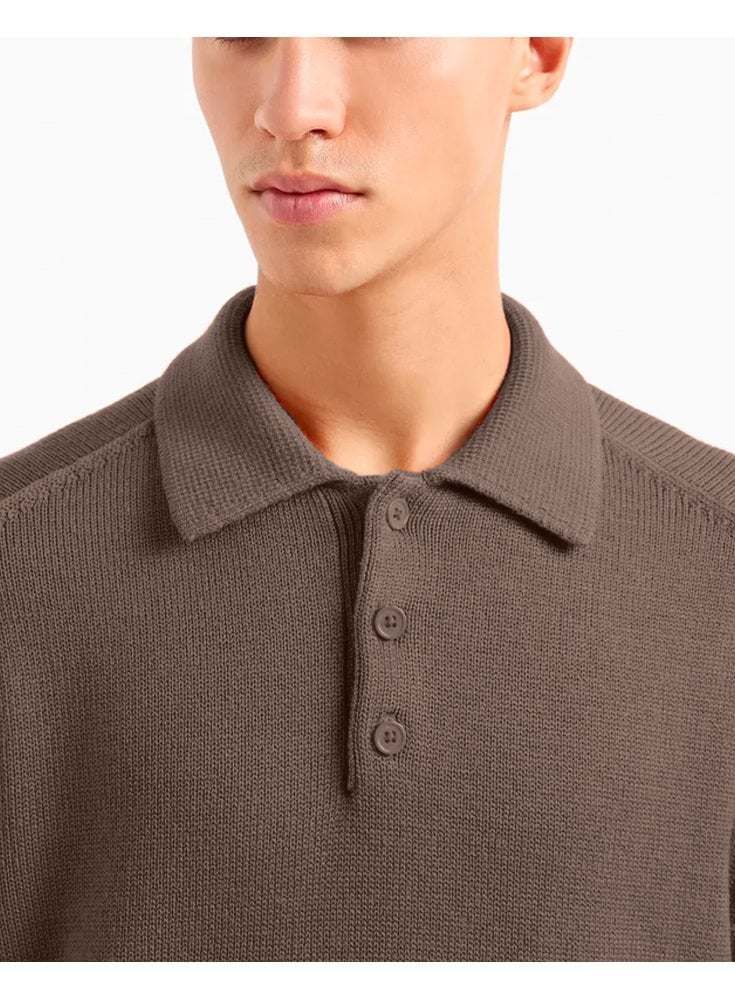 Armani Exchange Knit Polo Maglia Brown Marl